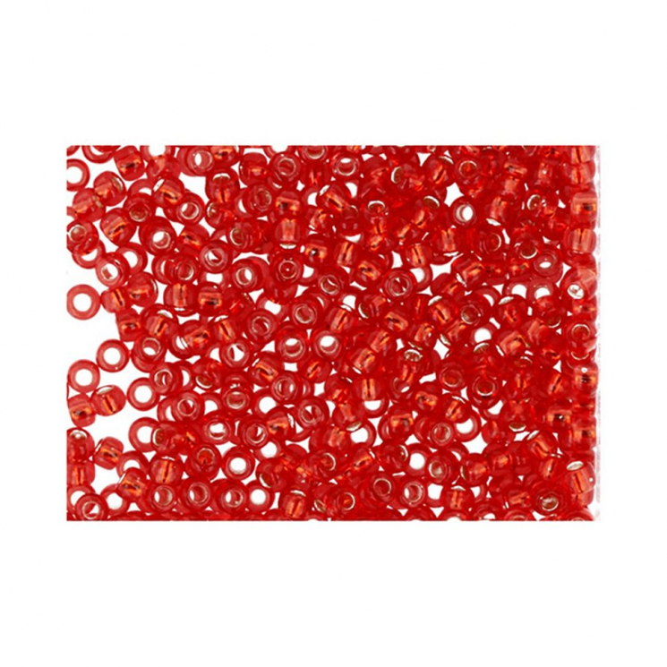 Бисер Япония "TOHO" 11/0  круглый 3  2.2 мм 5 х 5 г №0025 оранжево-красный