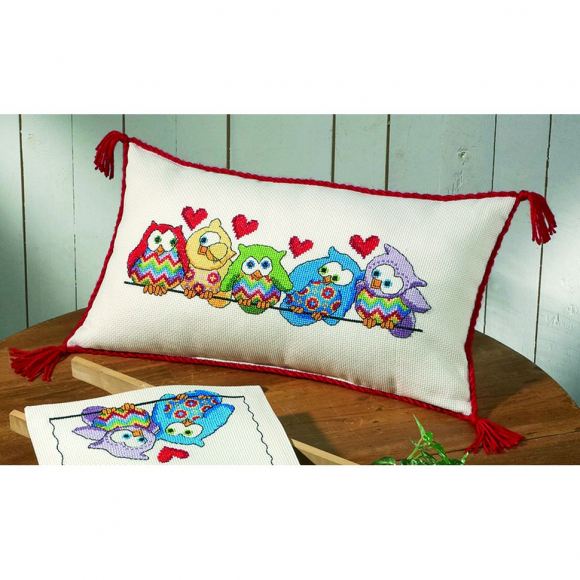 Набор для вышивания PERMIN арт.83-4839 Подушка Совы в ряд 60х35 см Набор для вышивания PERMIN арт.83-4839 Подушка Совы в ряд 60х35 см