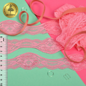 Кружево-стрейч арт.TBY 6641 шир.37мм цв.02 розовый уп.18,3м