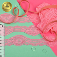 Кружево-стрейч арт.TBY 6641 шир.37мм цв.02 розовый уп.18,3м