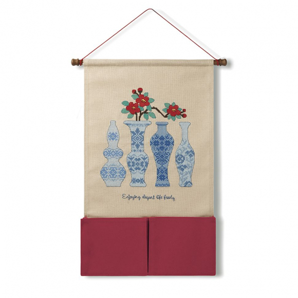 Набор для вышивания крестом XIU CRAFTS арт.2871001 Настенный органайзер Цветок и ваза 40х25 см