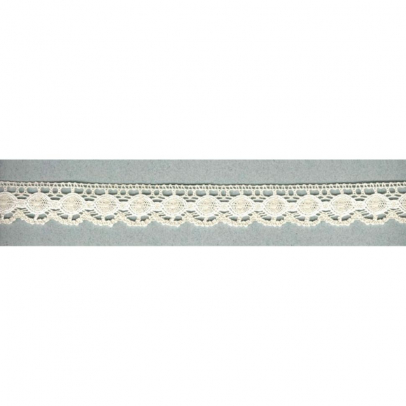 Мерсеризованное хлопковое кружево, 23 мм, цвет сливочный с белым