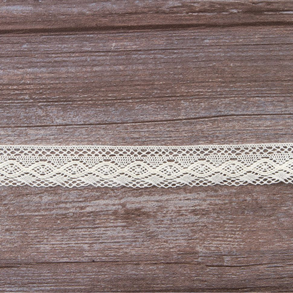 Мерсеризованное хлопковое кружево, 28 мм, шампань