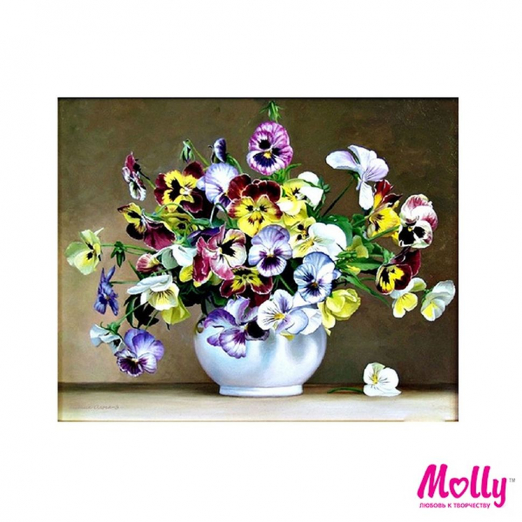 Картины по номерам Molly арт.KH0615 Бузин. Анютины глазки (24 цвета) 40х50 см