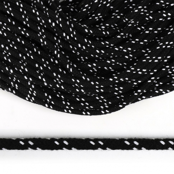 Шнур круглый х/б 04мм с наполнителем TW цв.032/001 черно-белый уп.100м