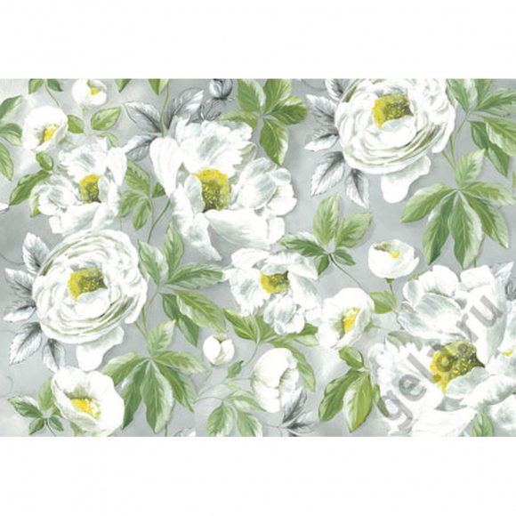 52729_Бумага рисовая "Белые розы"
