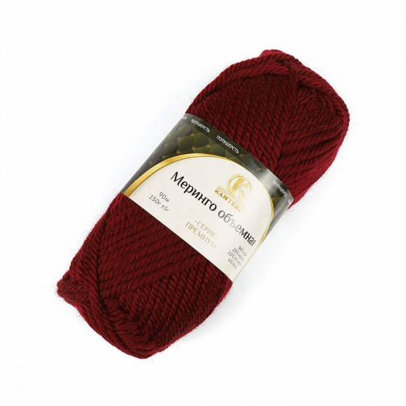 Пряжа для вязания КАМТ Меринго объемная (20% меринос, 20% шерсть, 56% акрил, 4% лайкра) 4х150г/90м цв.047 бордо