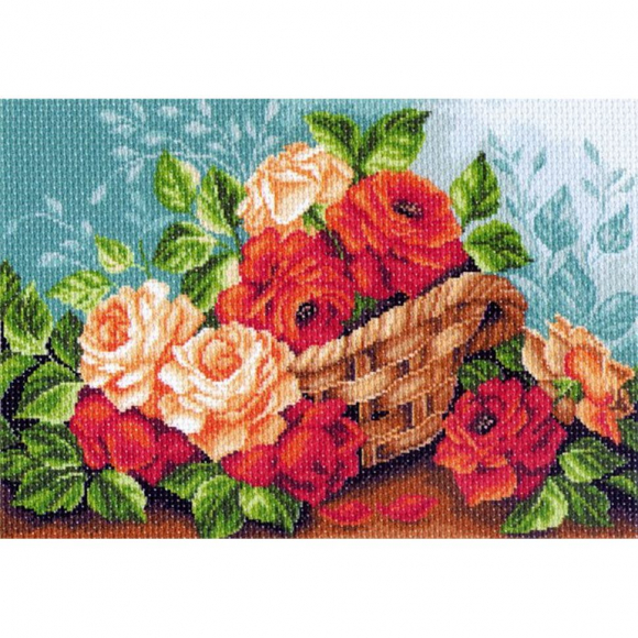 Рисунок на канве МАТРЕНИН ПОСАД арт.37х49 - 1241 Розы в корзине