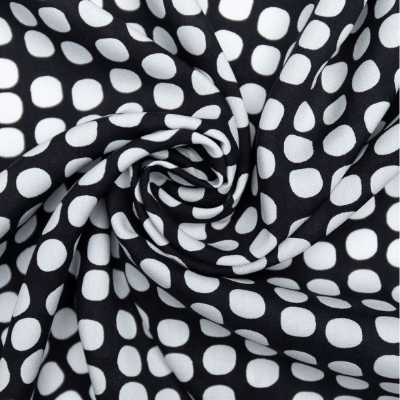 Ткань Штапель 95 г/м? 100% вискоза шир.145 см арт.Р.33853.05 цв.05 черный рул.40м