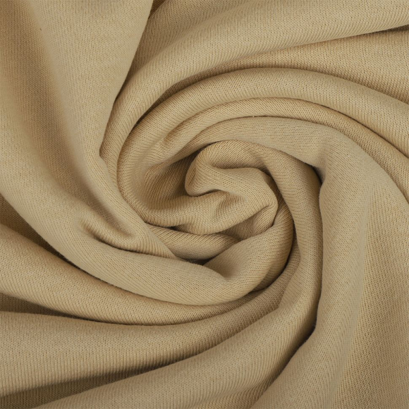 Ткань футер 3х нитка петля гл/крашеный диагональ 310г/м?  80%хб 20%пэ  шир.180см арт.УН-3106535-45(1) цв.кэмел рул. 35-60м (1кг-1,8м)