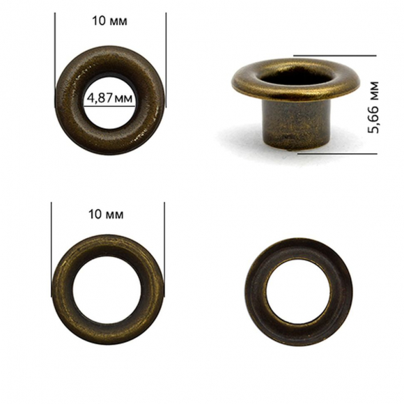 Люверсы латунь New Star №3 (? 4,87мм, h 5,66мм) цв. антик уп. 5000шт