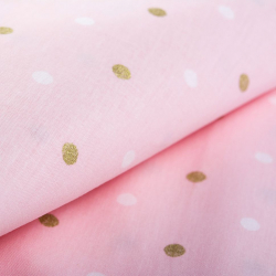 Ткань ранфорс с глитером Бусинки, арт.WH 20557-v01, 130г/м?,100% хлопок, шир.240см, цв.розовый/золото, рул.30м