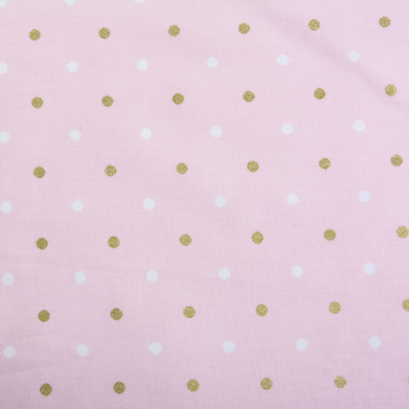 Ткань ранфорс с глитером Бусинки, арт.WH 20557-v01, 130г/м?,100% хлопок, шир.240см, цв.розовый/золото, рул.30м Ткань ранфорс с глитером Бусинки, арт.WH 20557-v01, 130г/м?,100% хлопок, шир.240см, цв.розовый/золото, рул.30м