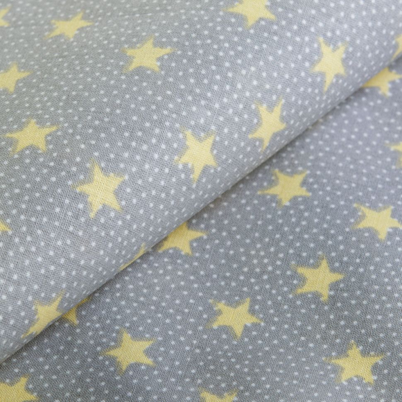 Ткань ранфорс Звездопад, арт.WH 2929-v08, 130г/м?,100% хлопок, шир.240см, цв.серый/св.желтый, уп.3м