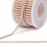 Цепь с жемчугом арт.TBY.05.03.G-1, цв.WHITE/PINKGOLD, 3 мм, уп.10 м