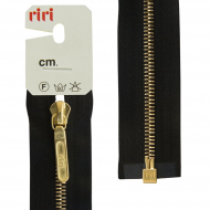 66121_Молния металл, Gold, разъёмная 1 замок, на атласной тесьме, 4 мм, 60 см, цвет 2110, черный