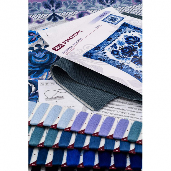 Набор для вышивания РИОЛИС арт.1830 Подушка/панно Гжель 40х40 см