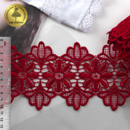 Кружево гипюр KRUZHEVO арт.TR.16GB0194 шир.105мм цв.7 бордо уп.9м