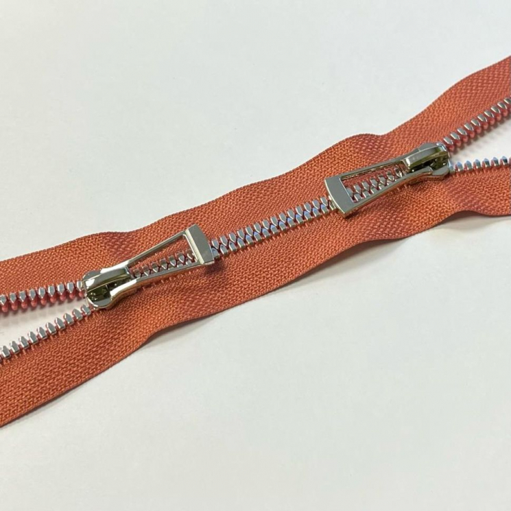 Молния трактор №5 Premium два замка 110см никель D061 каштановый