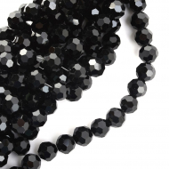 Бусины граненые Рондель (стекло) на нитях арт.TBY-R-2 12мм  цв.02 черный уп.20шт х50 бусин