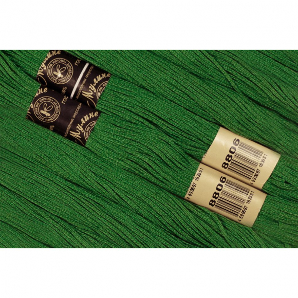 Нитки мулине цв.8806 зеленый 12х10м С-Пб