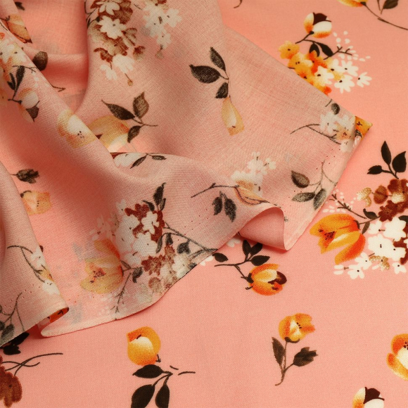 Ткань Штапель  TBY Vi-2108026-c3 плот 110г/м2 100% вискоза шир. 145 см цв.с3 розовый уп.5м