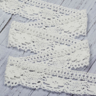 Тесьма вязаная 60мм 60.01.023 цв.белый уп.25м