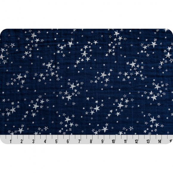 Ткань для пэчворка PEPPY Embrace Metallic (марлевка) 120 г/м? 100% хлопок цв.emstarry night cobalt, silver уп.100х125 см