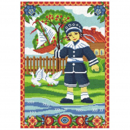 Набор для вышивания мулине НИТЕКС арт.0267 Мальчик с корабликом 21х30 см
