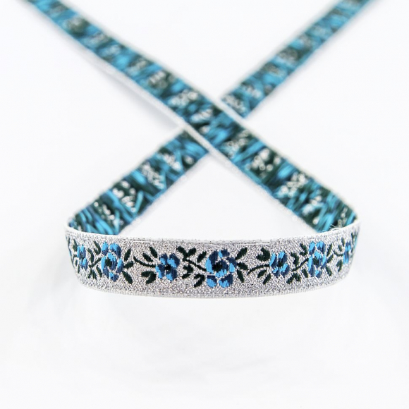 Лента жаккардовая с люрексом SAFISA, 10 мм, 15 м, цвет 06