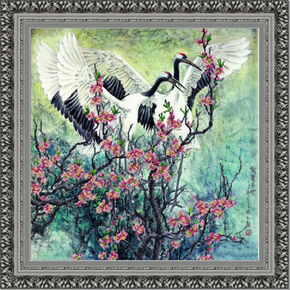 Рисунок на ткани (Бисер) КОНЁК арт. 9812 Журавушки 40х40 см