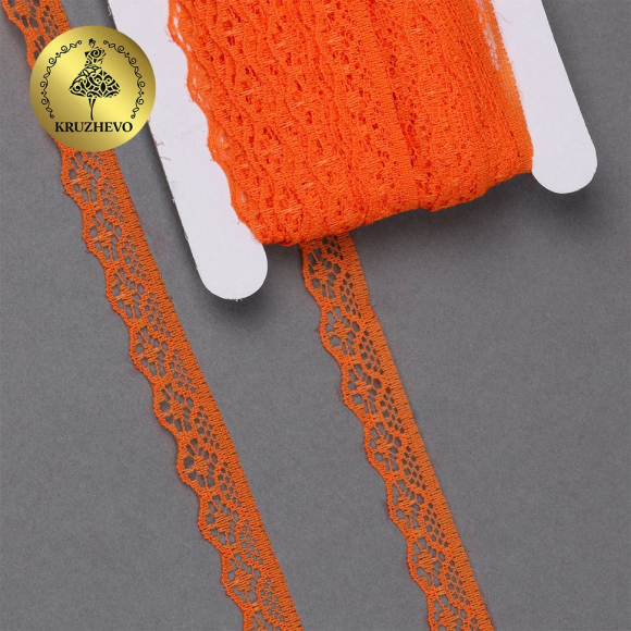 Кружево-трикотаж KRUZHEVO арт.TBY 150-2 шир.12мм цв.229 св.оранжевый уп.27,4м