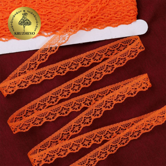 Кружево-трикотаж KRUZHEVO арт.TBY 150-2 шир.12мм цв.229 св.оранжевый уп.27,4м