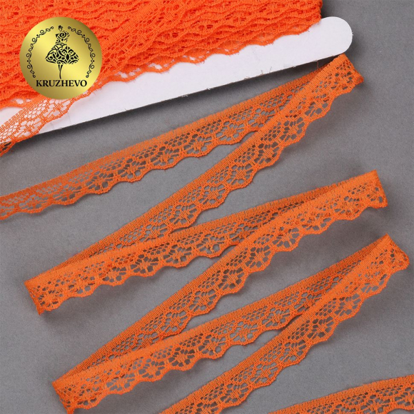 Кружево-трикотаж KRUZHEVO арт.TBY 150-2 шир.12мм цв.229 св.оранжевый уп.27,4м