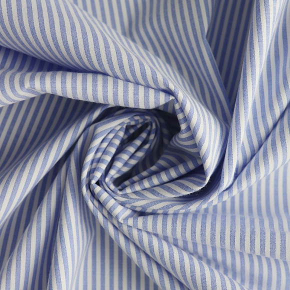 Ткань рубашечная 125 г/м? 60% полиэстер, 37% хлопок, 3% спандекс шир.150 см арт.Р.14785.01 цв.01 голубой уп.25м