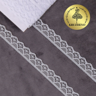 Кружево-трикотаж KRUZHEVO арт.TBY 150-2 шир.12мм цв.01 белый, уп.27,4м