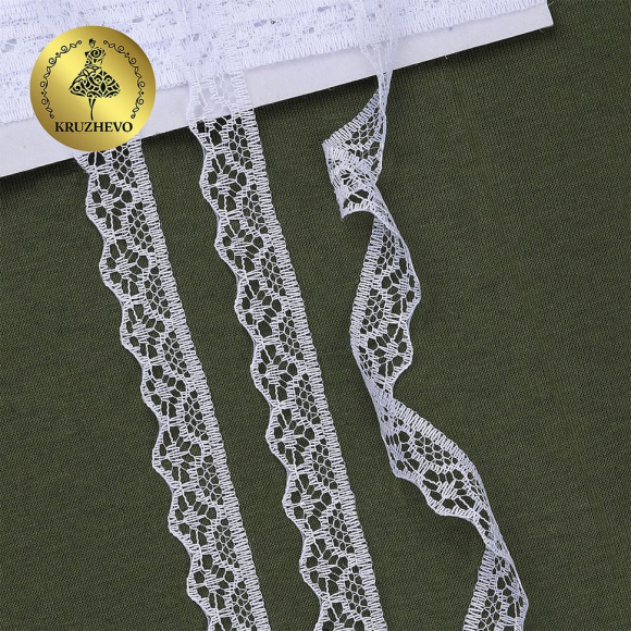 Кружево-трикотаж KRUZHEVO арт.TBY 150-2 шир.12мм цв.01 белый, уп.27,4м
