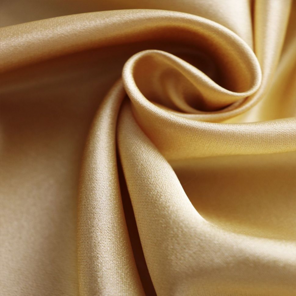 Ткань креп сатин 130 г/м? 100% полиэстер шир.115 см арт.Р.14899.05 цв.05 золотой уп.25м