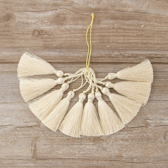 183423_Кисть декоративная на шнуре, длина 60 мм, цвет абрикосовый