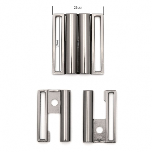 Пряжка металл под резинку 30мм арт.TBY.1126 29х34мм цв. т.никель уп. 10шт