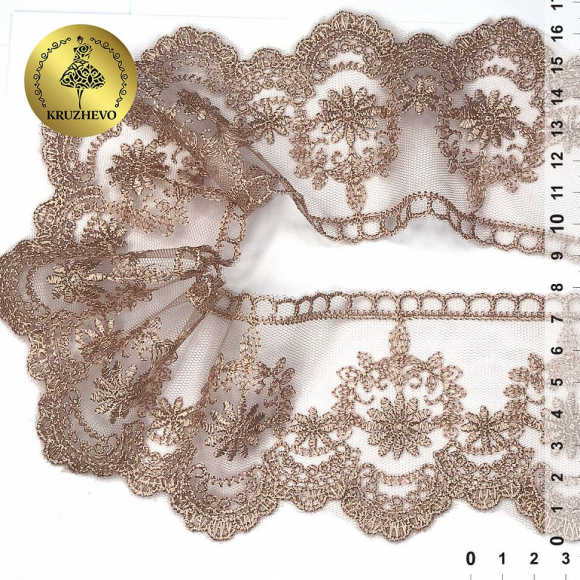 Кружево сетке KRUZHEVO арт.TBY.40472 шир.80мм цв.N4815 кофе уп.13,71м