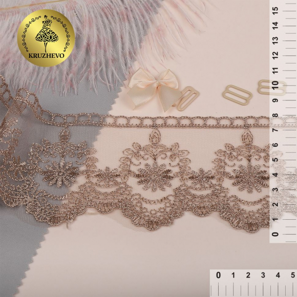 Кружево сетке KRUZHEVO арт.TBY.40472 шир.80мм цв.N4815 кофе уп.13,71м