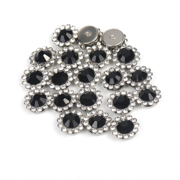 Стразы пришивные в цапах стекло TBY арт.MS.08.B цв.черный 11,8 мм, уп. 100шт