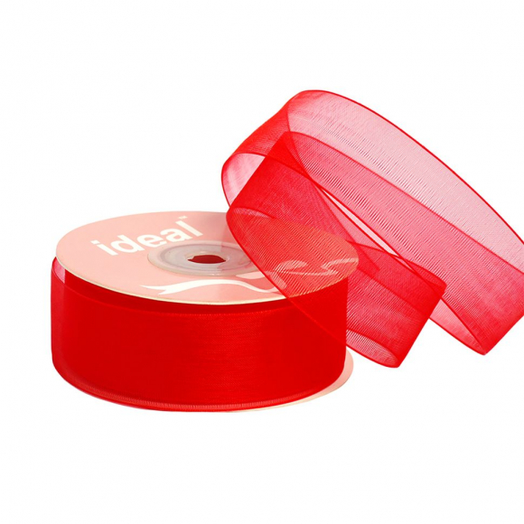 Лента капрон (органза) IDEAL шир.25мм цв.1016 красный уп.27,4 м