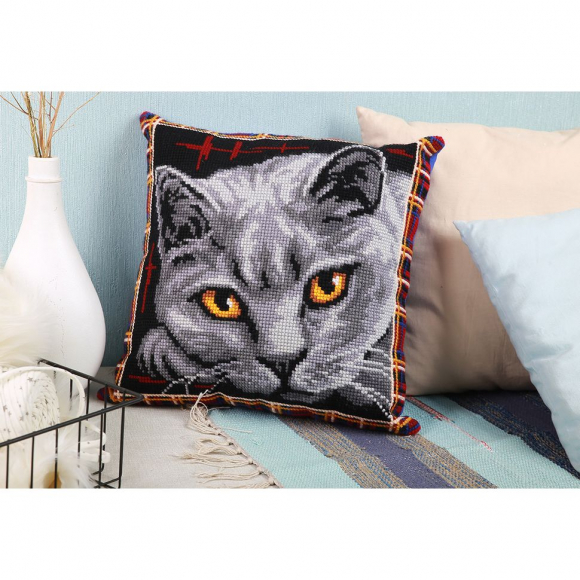 Набор для вышивания PANNA арт. PD-7122 Подушка. Британская кошка 40х40 см