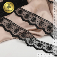 Кружево на сетке KRUZHEVO арт.TR.2106 шир.35мм цв.04 черный уп.8,5м