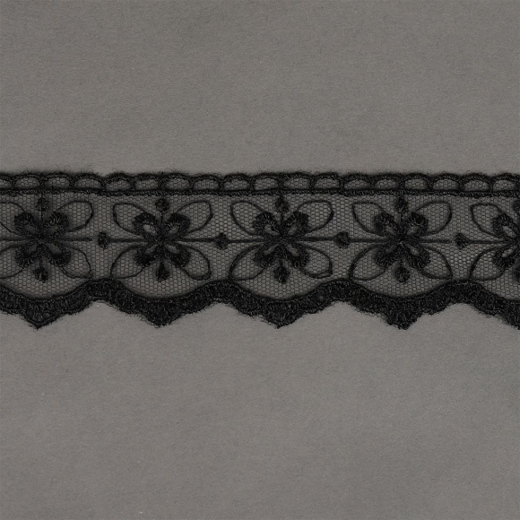 Кружево на сетке KRUZHEVO арт.TR.2106 шир.35мм цв.04 черный уп.8,5м Кружево на сетке KRUZHEVO арт.TR.2106 шир.35мм цв.04 черный уп.8,5м