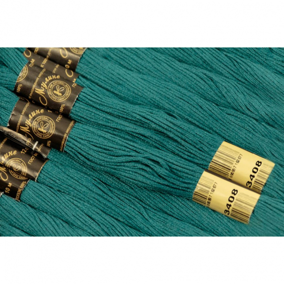 Нитки мулине цв.3408 изумруд 12х10м С-Пб