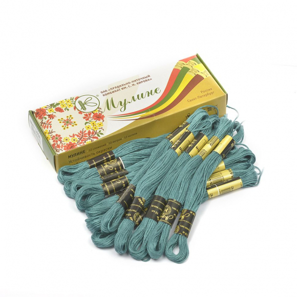 Нитки мулине цв.3408 изумруд 12х10м С-Пб