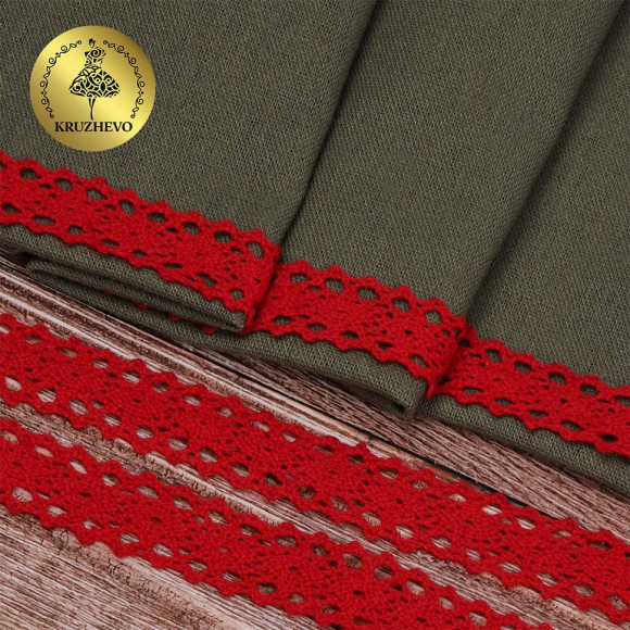 Тесьма вязаная KRUZHEVO 20мм TBY-6307-1 цв.31 красный уп.10м